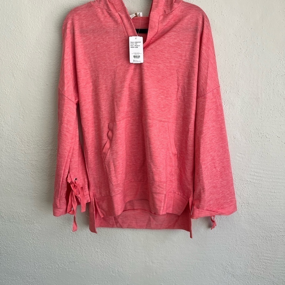 Suzanne Betro Woman oversized Pink Tie-Sleeve Hoodie, Size M